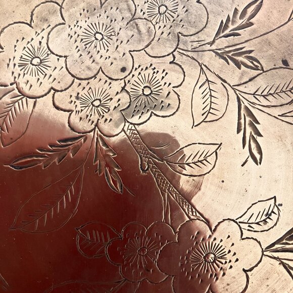 Vintage Etched Brass Bowl on Pedestal Stem - 1970's - Picture 9 of 15